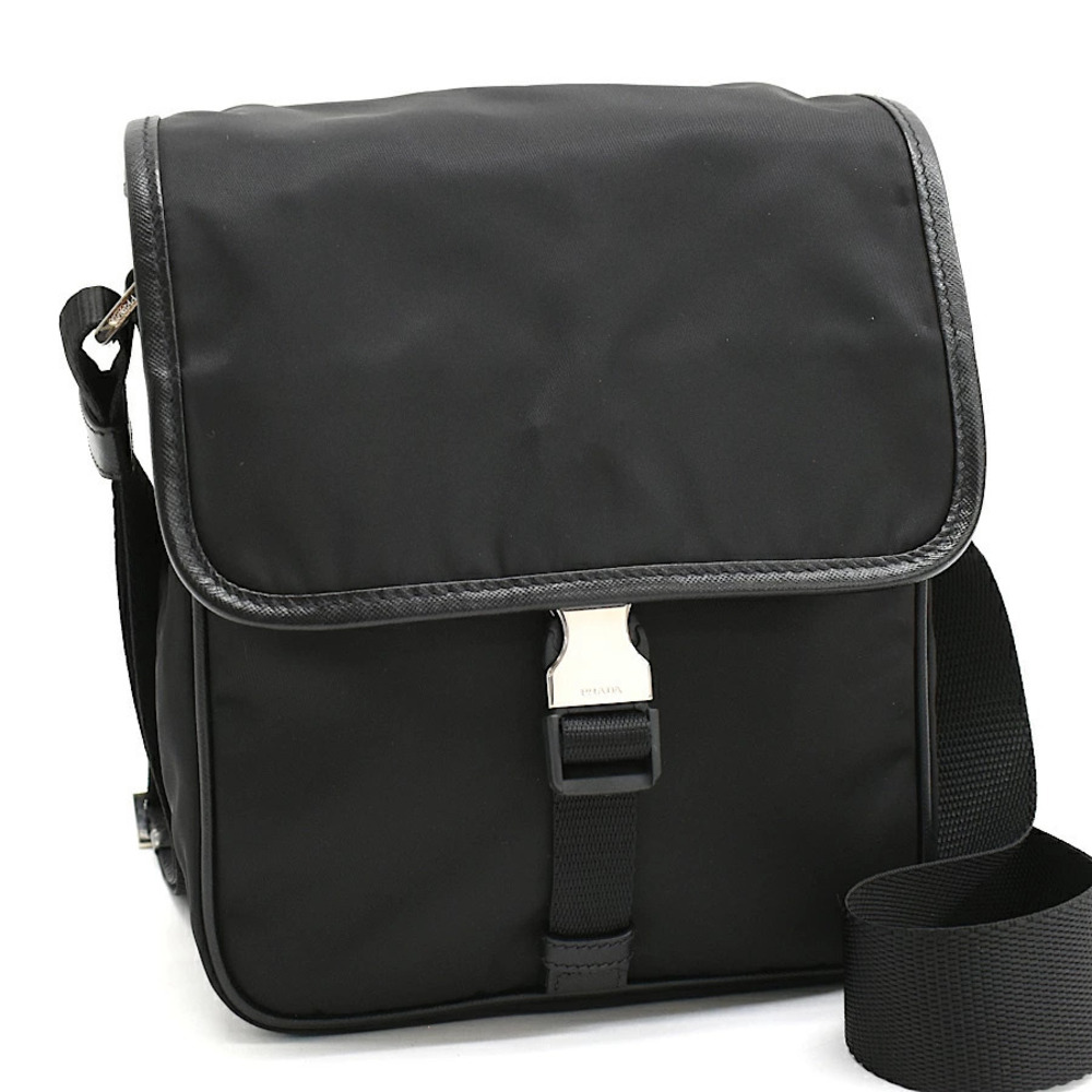 Prada Tessuto Crossbody Bag Black Triangle Plate
